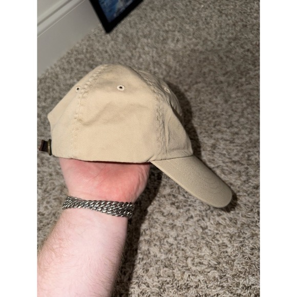 Vintage Polo Ralph Lauren Hat Cap Leather Strap Pony Logo Khaki One Size - Picture 3 of 6